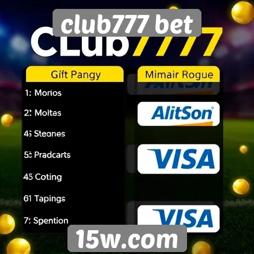 Métodos de pagamento aceitos pelo Club777 Bet